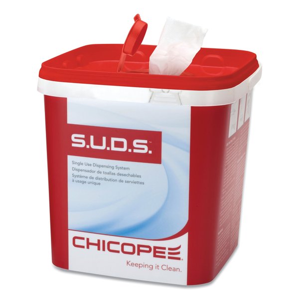 Chicopee S.U.D.S Bucket with Lid, 7.5 x 7.5 x 8, Red/White, PK3 0728